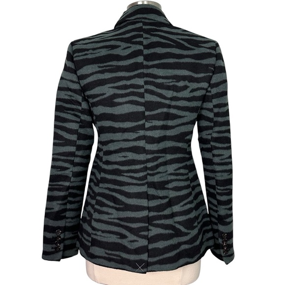 NWT Ann Taylor Zebra Print Long Double Breasted Wool Blend Blazer Size 6 - Picture 4 of 14